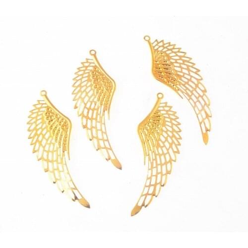 Free shipping 60Pcs Gold Tone Filigree Wing Wraps Connectors Metal Crafts Decoration DIY Findings Connectors 2.4x7cm