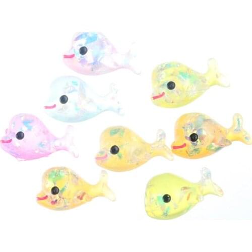 LF 20Pcs 24x14mm Glitter Clear Resin Dolphin Cabochon Flatback Decoration Crafts Embellishments For Scrapbooking Diy Accessories