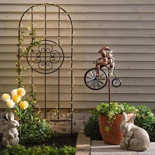Bicycle Metal Windmill Handmade Bike Frog Cat Bunny Mantis Sculpture for Garden Yard Lawn Decoration