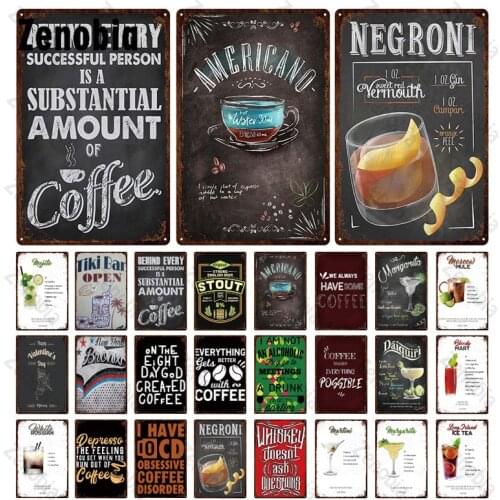 Metal Vintage Wall Decor Coffee Tin Sign Vintage Metal Sign Plaque for Coffee Bar Retro Metal Poster Wall At Painting Decoration
