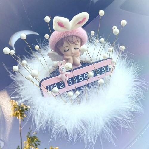 Cute Annie Cartoon Doll Car Decoration Interior Car Accessories Temporary Parking Card Telephone Number Card Girl Birthday Gift