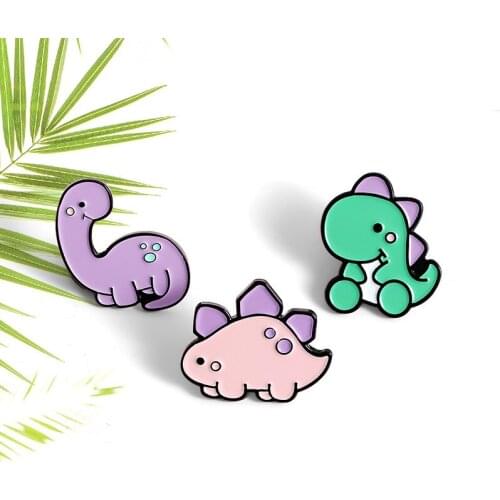 Fashion Cute Cartoon Simple Dinosaur Exquisite Enamel Brooch Student Shirt Backpack Small Dinosaur Cowboy Wild Badge Wholesale