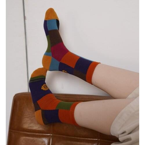 Trendy Couple Socks Women Autumn Winter AB Version Geometry Irregular Creative Fashion Simple Men Harajuku Cotton Crew Socks