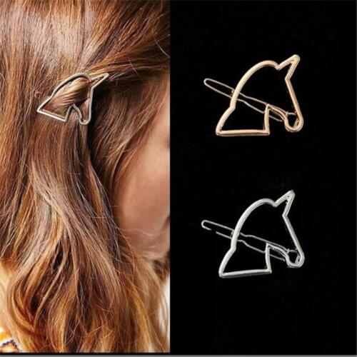 Fashion Metal Animal Unicorn Hair Clip Barrettes Women Girls Trend Hairpin Hair Claws Charm Horse Hair Accessories