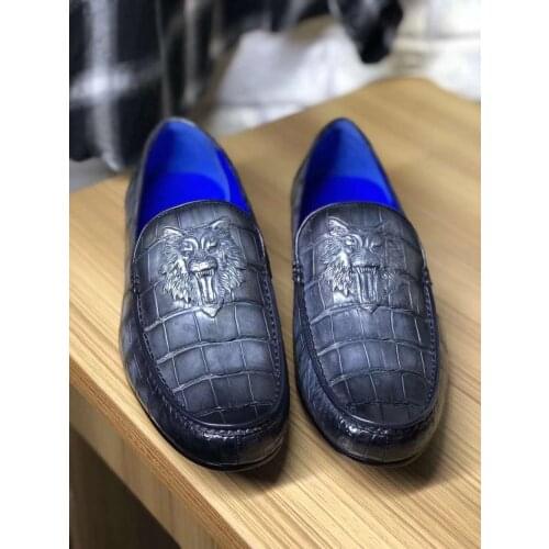 Genuine real crocodile belly glossy skin men shoe durable solid crocodile skin men business dress shoe in 2 colors mixed skins