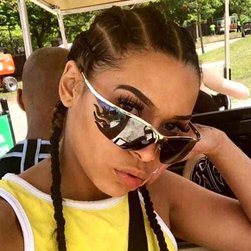 Rimless Sunglasses Fashion Fire Flame Sun Glasses Women Men Oversized Luxury Brand Designer Vintage Glasses UV400