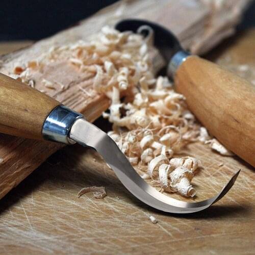 Stainless Steel Woodcarving Cutter Woodwork Sculptural DIY Wood Handle Spoon Carving Knife Woodcut Tools Kit
