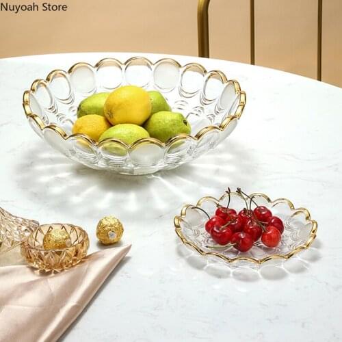 Nordic Home Glass Fruit Tray Creative Modern Minimalist Living Room Coffee Table Dried Fruit Snack Tray Fruit Basket Decoration