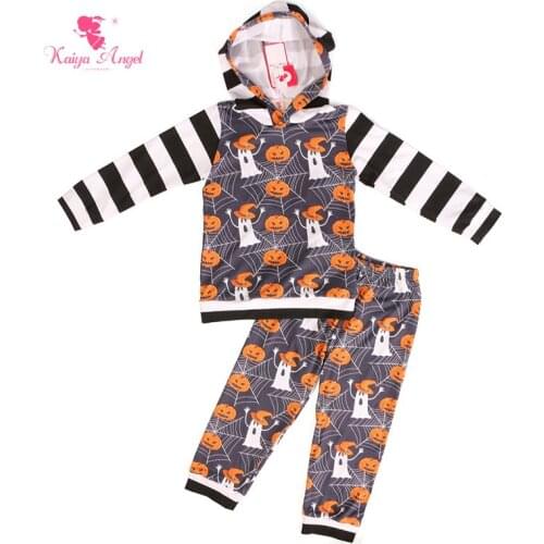 Kaiya Angel Girls Clothes Halloween Boutique Fall Outfits Baby Girl Clothes Orange Pumpkin Costume 2 Piece Outfits For Girls