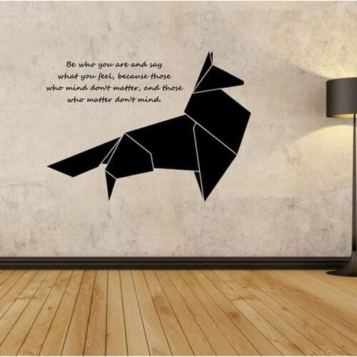 Origami Fox Wall Decal Geometric Animal Quotes Wall Sticker Bedroom Living Room Home Design Mural Vinilos Paredes Vinyl Art A386