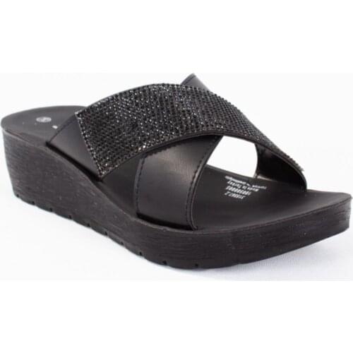 Orthopedic Casual Womens Slippers Black High Heel Double Banded Stone Comfortable Four Season Outside Female 2020 Fashion Pool