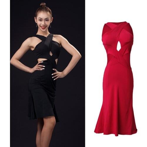 Latin Dance Competition Dress For Women New Sexy Hollow Sling Dress National Standard Dance Practice Performance Dress DN9651