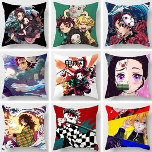 Cartoon Anime Demon Slayer Kamado Tanjirou Nezuko Agatsuma Zenitsu Printed Pillow Car Office Sofa pillow Cushion Home Decoration