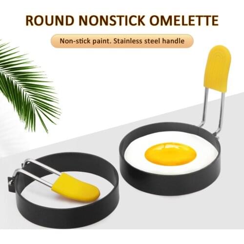 Dropship Stainless Steel Metal Round Omelette Fry Egg Ring Easily Pancake Poach Mould Handle Non Stick Kitchen Egg Accessories