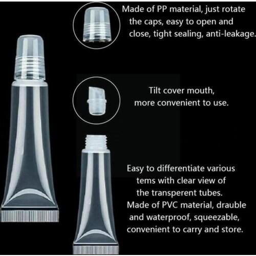 10Pcs/Pack Empty Soft Container For Lip Gloss Glaze Lipstick Bottle Tube Refillable Makeup Cosmetics Tubes Clear Tools Bott F7S7
