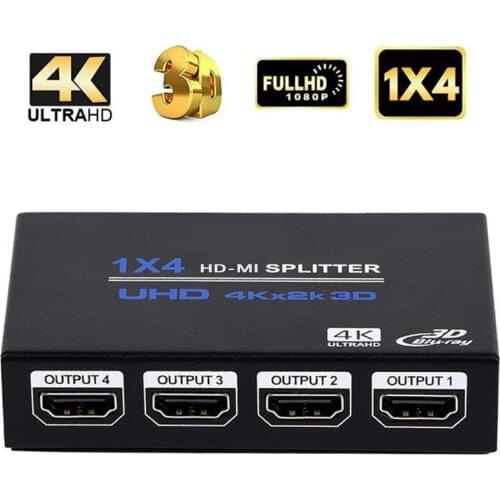 1 in 4 out Splitter 4K HD-MI Switch Bi-Directional HD-MI Switcher 1 Input4 Output Support 4K 3D HD 1080P for Xbox PS4 Roku HDT