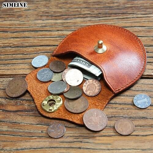 Luxury Genuine Leather Coin Purse For Men Women Vintage Handmade Short Wallet Money Bag Card Holder Change Purses Male Wallets