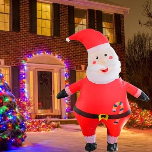 Christmas Cute Tilt Head Santa Claus Inflatable Costume Cosplay Doll Costume Christmas Decoration Ornaments Inflatable Present