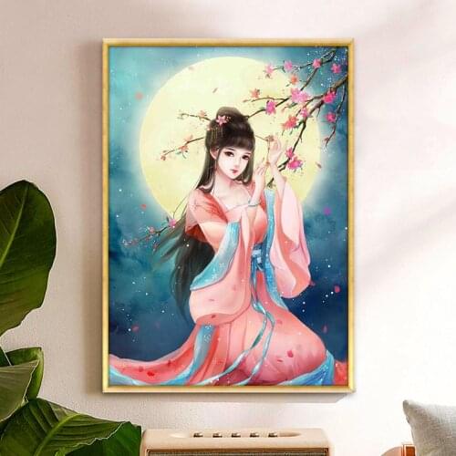 Needlework,DIY Precision printing Chinese Classical Beauty Cross stitch,Moonlight Fairy Sets For Embroidery kits Cross-Stitch