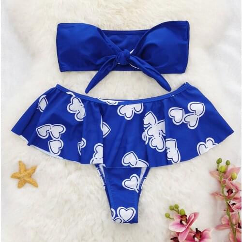 Sexy Bikini 2021 Swimsuit Women Swimwear Summer Bandeau Biquini Female Push Up Bather Swimming Beachwear for Bathing Suit Blue