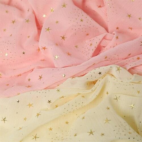 Print Gold Irregular Stars Chiffon fabric For DIY Dancing dress Costume Design Bridal fabric Sewing Houte couture Crafts
