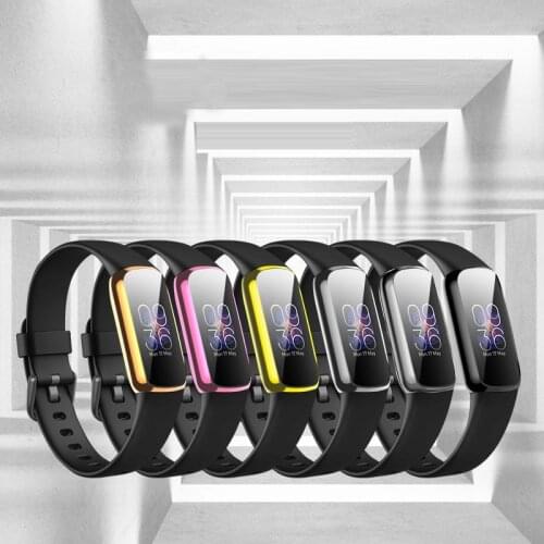 TPU Soft Full Screen Glass Protector Smartband Case Shell Edge Frame For Fitbit Luxe Band Protective Bumper Cover Accessories