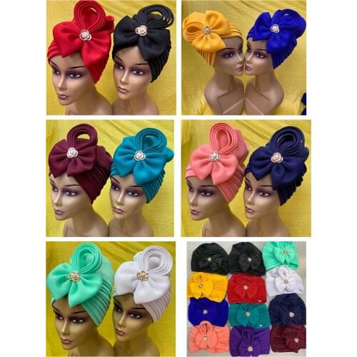 New Headtie beads design women head wrap african sego headtie nigerian gele ready auto turban hat 12 pics/pack