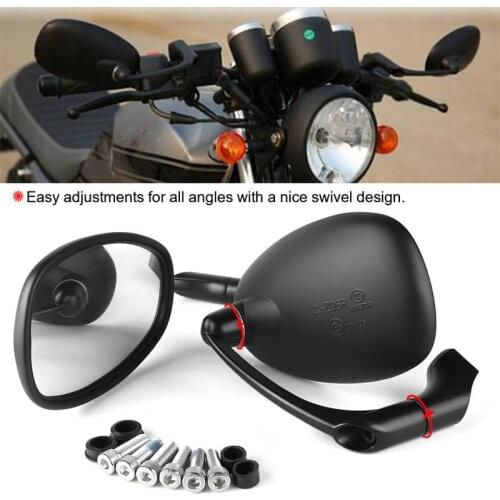 Universal 8mm 10mm Screws Moto Round Rear Mirror Motorcycle Rearview Side Mirror Motorbike Scooters Black Mirrors Cafe Racer