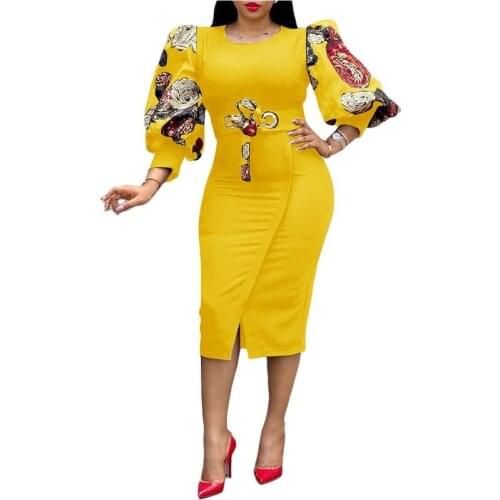 Spring Autumn Africa Clothing Long Sleeve Dress African Dresses For Women Sexy O-Neck Perspective Slim Dress Office Lady Party