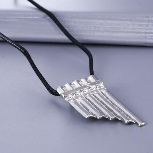 Vintage Peter Pan Magic Flute Rope Chain Necklace Silver Plated Instrument Pendant Necklace Neverland Popular Movie Jewelry