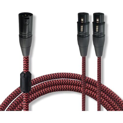 High Quality 3 Pin Male XLR to 2 Female XLR Anti-jamming Shield Dual XLR Mic Microphone Amplifier Mixer Splitter Audio Cable 2M