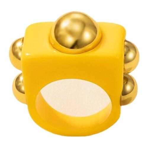 Y2K Candy Color Ring Big Size Square Resin Cute Cartoon Finger Rings Women Accessories Jewelry Gift For Girl