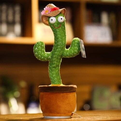 Funny 32cm Electric Dancing Plant Cactus Plush Stuffed Toy with Music for Kids Children Gifts Home Office Decor