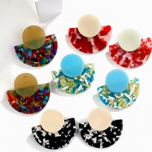 AENSOA Trendy Multicolor 5 Color Sector Acrylic Drop Earrings For Women Statement Simple Geometric Earrings Fashion Jewelry Gift