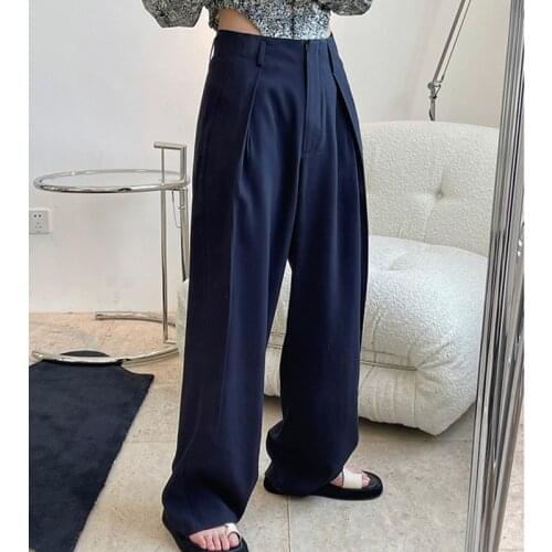 2021 New Summer High Quality Women Wide Leg Bottoms Loose Elegant Fashion Ladies Pants Cotton Casual Female Trousers T70