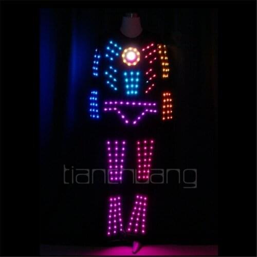 TC-167 Colorful LED robot costume party disco wear ballroom led programmable light costumes men clothe dj dance show performance