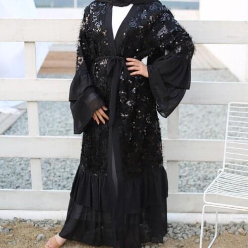 Sequin Abaya Kimono Cardigan Dubai Hijab Muslim Dress Abayas For Women Turkish Dresses Islamic Clothing Caftan Moroccan Kaftan