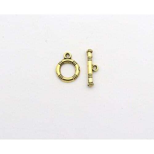 10 set Antique Gold Silver Bronze Stripe Round OT Clasps Toggle For Jewelry Making Diy Bracelet Needlework Accessories Wholesale