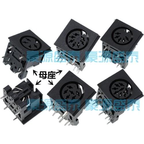 10PCS/Lot Big S Terminal DIN4/DIN5/DIN6/DIN7/DIN5 Female Socket Connector 4P/5P/6P/7P/8P PCB Panel Mount