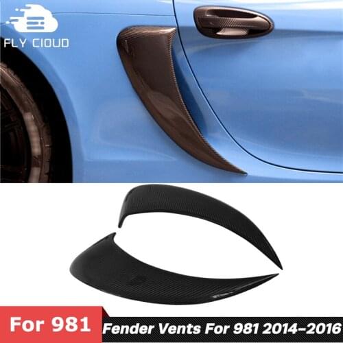2 PCS Carbon Fiber Material Door Trim Fender Vents For Porsche 981 Car 2014-2016