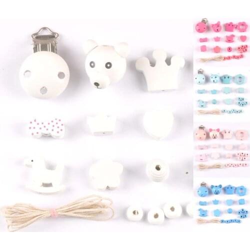 21pcs/Set Wooden Spacer Beading Beads Handmade DIY Wood Pacifier Clip Necklace Make suit MT2197