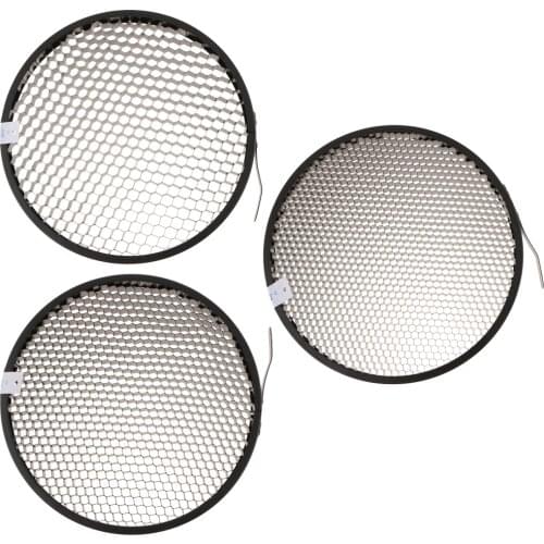 3Pcs 60° 50° 40° Honeycomb Grid Mesh for 7-inch Standard Reflector Diffuser Lamp Shade Speedlite Flash Strobe