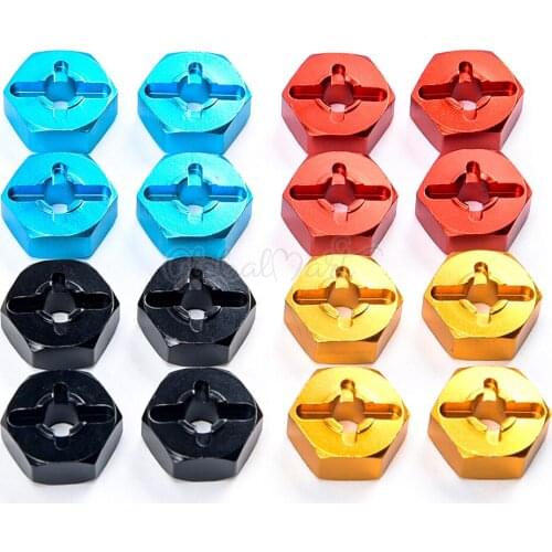 4pcs/set Aluminum Alloy 12mm Combiner Wheel Hub Hex Adapter Upgrades for Wltoys 144001 1/14 RC Car Spare Parts