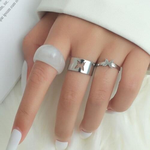 4 PCs/Set Butterfly Ring For Women Men Couples Matching Best Friend New
