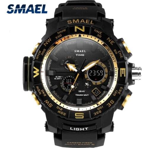 50ATM Waterproof SMAEL Dropshipper Product For Young People Multi-functional Outdoor LED Watch Wristwatch Best Gifts Mode1531