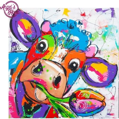 5D diy diamond embroidery Colorful cow full square drill diamond painting Cross Stitch Rhinestone mosaic home decoration