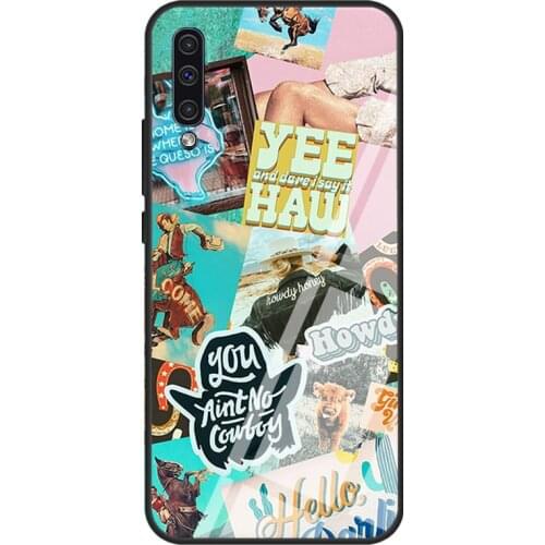 Western Cowgirl Cowboy Boho Aesthetic Tempered Glass Case For Samsung A52 A12 A32 A42 A72 A31 A51 A71 A40 A50 A70 A20e A21S