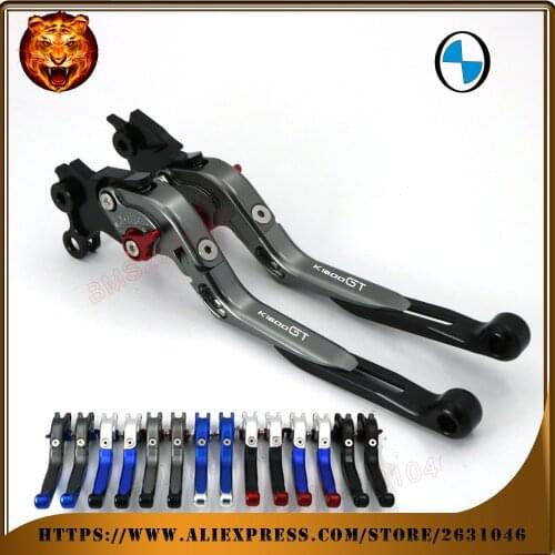For BMW K1600GT GTL K1600 1600 1600GT 2012-2015 LOGO Blue Black Motorcycle Adjustable Folding Extendable Brake Clutch Lever GRAY