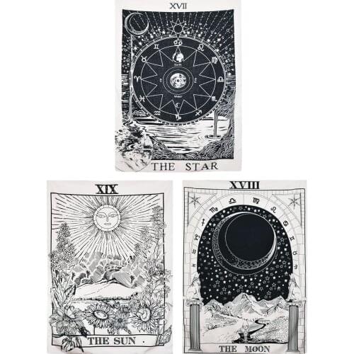 Tarot Tapestry Moon Star Sun Tapestry Medieval Europe Divination Tapestry Wall Hanging Tapestries Mysterious Wall Tapestry Home
