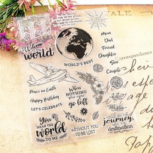 Hot sale World Travel Transparent Clear Stamps / Silicone Seals Roller Stamp for DIY scrapbooking photo album/Card Making
